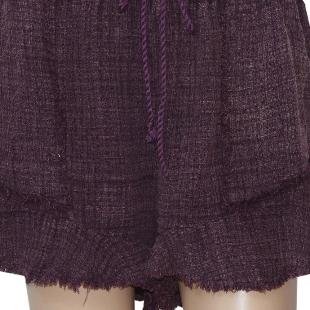 Free People FP One Solona Shorts Mid-rise Ruffled Drawstring Plum - Picture 5 of 7